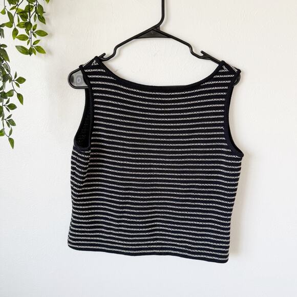 Vintage St. John Striped Crop Tank Top Sz M - Picture 2 of 5
